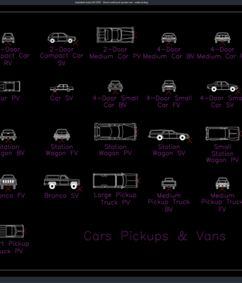 Download Block Mobil Pick Up dan Van DWG AutoCAD block mobil pick up dan van