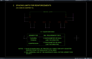 Download Detail Batas Jarak Antar Tulangan Beton ACI 318M DWG AutoCAD detail batas jarak antar tulangan beton ACI 318M