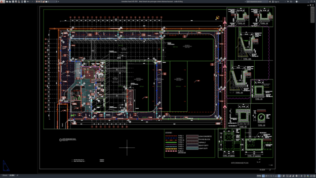 detail denah dan potongan sistem drainase kawasan