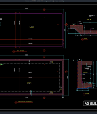 Download Detail Denah dan Potongan Struktur Tangki Air Baku DWG AutoCAD detail denah dan potongan struktur tangki air baku