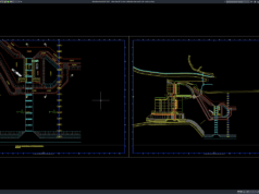 Download Detail Denah Fondasi Cofferdam dan Trash Rack DWG AutoCAD detail denah fondasi cofferdam dan trash rack