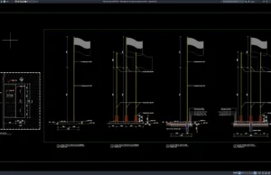 Download Detail Elevasi dan Potongan Tiang Bendera DWG AutoCAD detail elevasi dan potongan tiang bendera