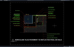 Download Detail Konstruksi Kolam Refleksi dan Lantai Porselen DWG AutoCAD detail konstruksi kolam refleksi dan lantai porselen