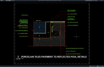Download Detail Konstruksi Kolam Refleksi dan Lantai Porselen DWG AutoCAD detail konstruksi kolam refleksi dan lantai porselen