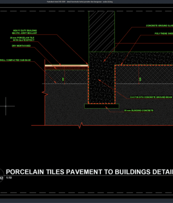 Download Detail Konstruksi Lantai Porselen dan Bangunan DWG AutoCAD detail konstruksi lantai porselen dan bangunan