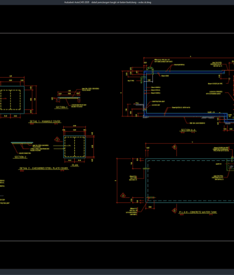 Download Detail Penulangan Tangki Air Beton Bertulang DWG AutoCAD detail penulangan tangki air beton bertulang