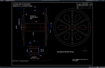 Download Detail Pulley Baja dengan Sleeve DWG AutoCAD detail pulley baja dengan sleeve