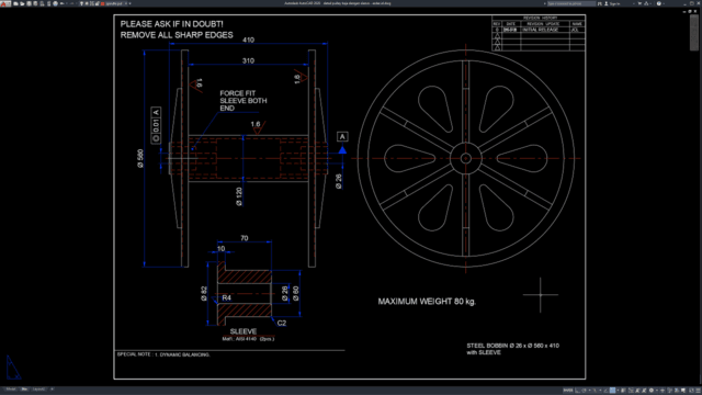 detail pulley baja dengan sleeve detail pulley baja dengan sleeve