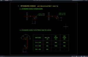 detail standar kait tulangan beton ACI 318M
