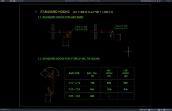 detail standar kait tulangan beton ACI 318M