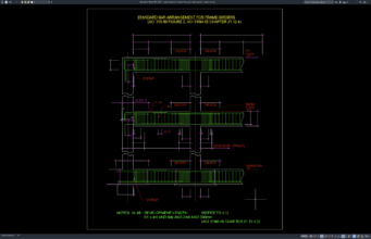 Download Detail Susunan Standar Tulangan Balok Portal DWG AutoCAD detail susunan standar tulangan balok portal