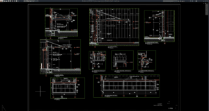 factory canopy elevation and sections details