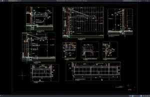 factory canopy elevation and sections details
