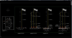 flag pole elevation and sections details