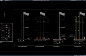 flag pole elevation and sections details