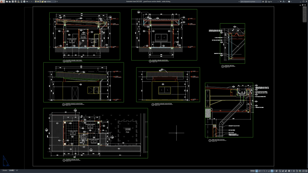 Download Guard House Section Details DWG AutoCAD - Asdar Id