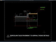 Download Porcelain Tiles Pavement to Asphalt Road Details DWG AutoCAD porcelain tiles pavement to asphalt road details