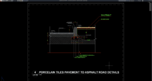 porcelain tiles pavement to asphalt road details