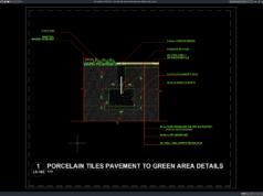 Download Porcelain Tiles Pavement to Green Area Details DWG AutoCAD porcelain tiles pavement to green area details