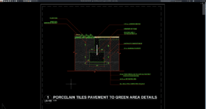 porcelain tiles pavement to green area details
