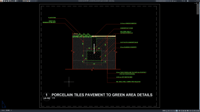 porcelain tiles pavement to green area details porcelain tiles pavement to green area details