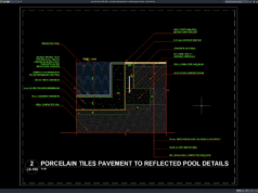 Download Porcelain Tiles Pavement to Reflecting Pool Details DWG AutoCAD porcelain tiles pavement to reflecting pool details