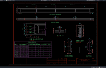 Download PSC Girder and Cable Profile Details DWG AutoCAD psc girder and cable profile details