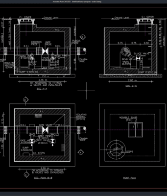 Download Detail Bak Katup Penguras DWG AutoCAD detail bak katup penguras