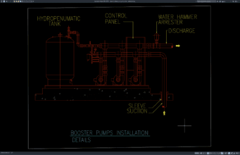 Download Detail Instalasi Pompa Booster DWG AutoCAD detail instalasi pompa booster