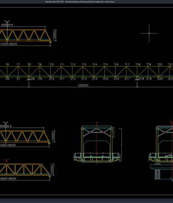 Download Detail Penampang Melintang Jembatan Rangka Baja DWG AutoCAD detail penampang melintang jembatan rangka baja