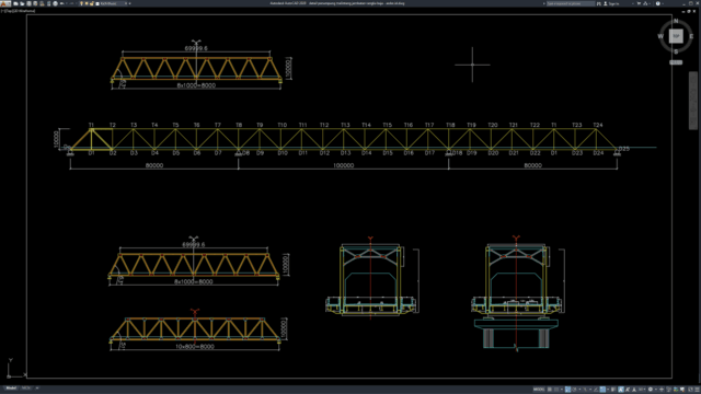 detail penampang melintang jembatan rangka baja