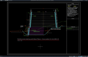Download Detail Penampang Tulangan Dinding Penahan Tanah untuk Pipa Uap DWG AutoCAD detail penampang tulangan dinding penahan tanah untuk pipa uap