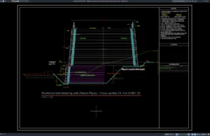 Download Detail Penampang Tulangan Dinding Penahan Tanah untuk Pipa Uap DWG AutoCAD detail penampang tulangan dinding penahan tanah untuk pipa uap