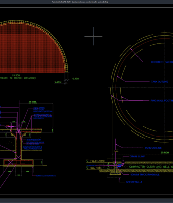 Download Detail Penulangan Pondasi Tangki DWG AutoCAD detail penulangan pondasi tangki