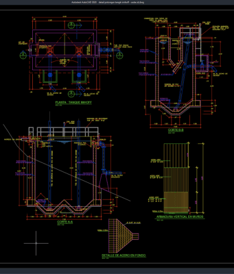 Download Detail Potongan Tangki Imhoff DWG AutoCAD detail potongan tangki imhoff
