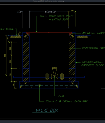 Download Detail Potongan Valve Box DWG AutoCAD detail potongan valve box