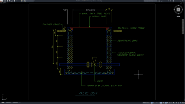 detail potongan valve box