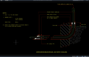 Download Detail Sambungan Pipa Air Minum ke Bangunan DWG AutoCAD detail sambungan pipa air minum ke bangunan