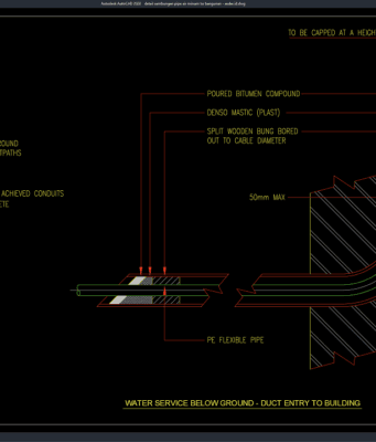 Download Detail Sambungan Pipa Air Minum ke Bangunan DWG AutoCAD detail sambungan pipa air minum ke bangunan