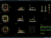 Download Detail Tampak dan Potongan Menara Masjid DWG AutoCAD detail tampak dan potongan menara masjid