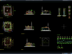 Download Detail Tampak dan Potongan Menara Masjid DWG AutoCAD detail tampak dan potongan menara masjid