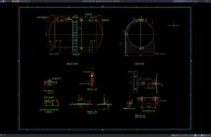 Download Detail Tangki Penyimpanan Asam DWG AutoCAD detail tangki penyimpanan asam
