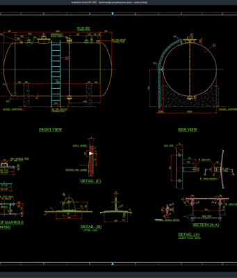 Download Detail Tangki Penyimpanan Asam DWG AutoCAD detail tangki penyimpanan asam