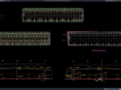 Download Layout Penerangan dan Daya Gudang DWG AutoCAD layout penerangan dan daya gudang