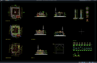 Download Mosque Minaret Elevation and Section Details DWG AutoCAD mosque minaret elevation and section details