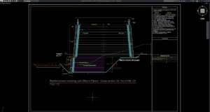 reinforced retaining wall (steam pipes) cross section