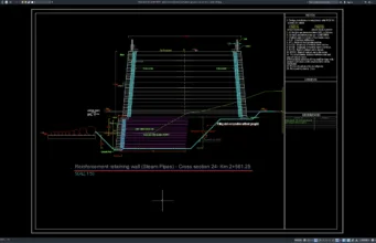 reinforced retaining wall (steam pipes) cross section