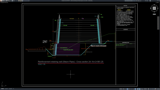 reinforced retaining wall (steam pipes) cross section reinforced retaining wall (steam pipes) cross section