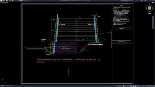 reinforced retaining wall (steam pipes) cross section reinforced retaining wall (steam pipes) cross section