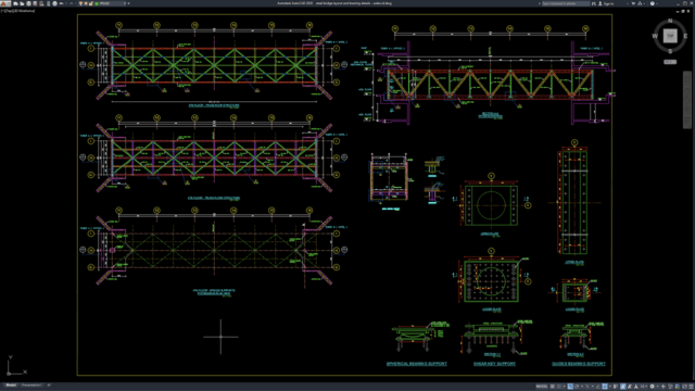 steel bridge layout and bearing details